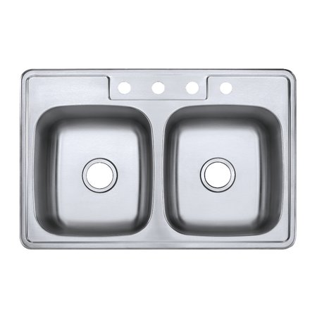 GOURMETIER GKTD33228 Drop-in Double Bowl Kitchen Sink, Brushed GKTD33228